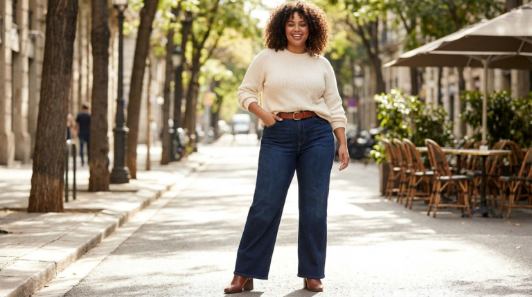 Curvy Girl Approved: High Rise Wide Leg Jeans Outfit Curvy & Plus Size