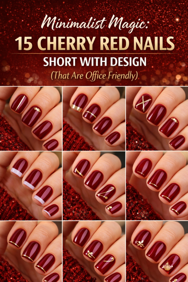 Minimalist Magic: 15 Cherry Red Nails Short With Design (That Are Office Friendly)