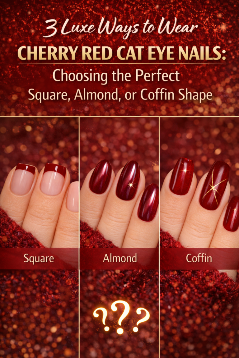 3 Luxe Ways to Wear Cherry Red Cat Eye Nails: Choosing the Perfect Square, Almond, or Coffin Shape